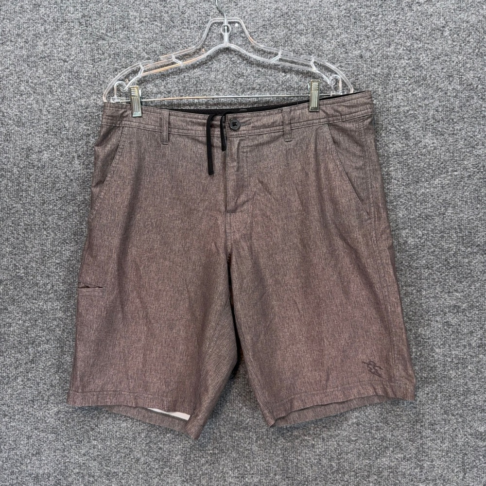 DaHui Hybrid Shorts Mens 34 Brown Stretch Boardshorts Surf Beach Casual Walking